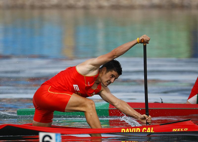 Cal of Spain paddles during the men's canoe single (C1) 500m final at the Beijing 2008 Olympic Games