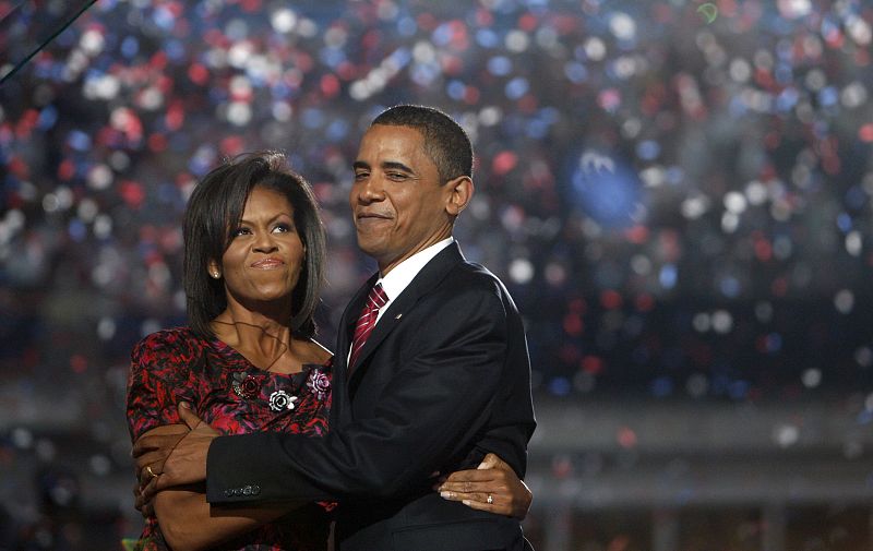 Michelle Obama acompañó a su marido en su gran noche