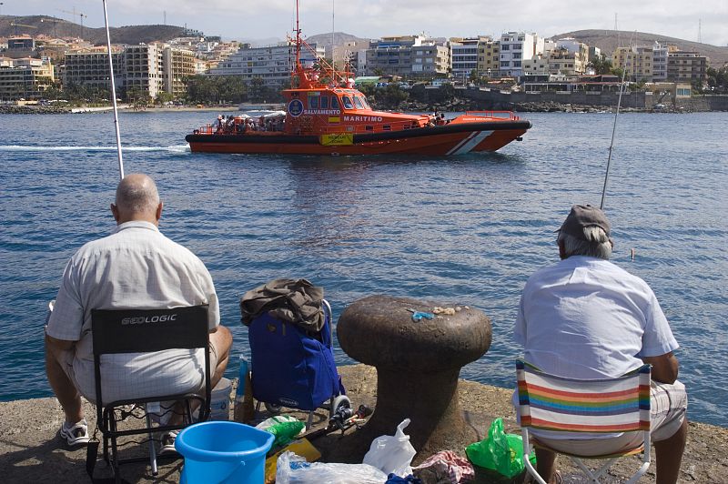Spanish rescue boat arrives at Arguineguin port in Canary Island of Gran Canaria