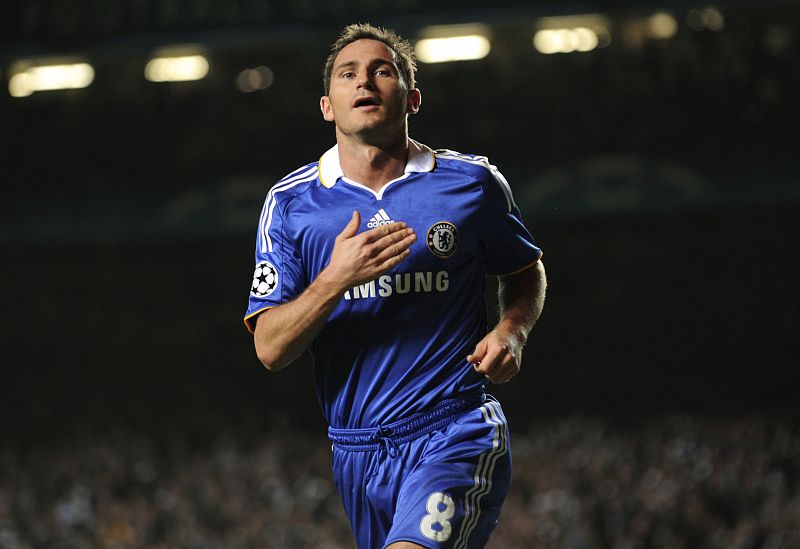 Chelsea's Lampard celebrates after scoring against Bordeaux in London