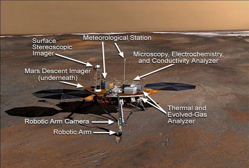 El robot explorador ''Phoenix' detectó la presencia de nieve en Marte