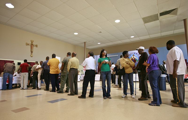 Residents line up to vote in national election at church in New Orleans