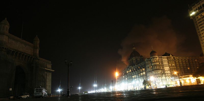 Smoke is seen coming from Taj Hotel in Mumbai