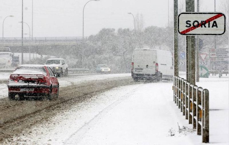 Imagen de la ciudad de Soria durante las intensas nevadas caídas en Castilla León.