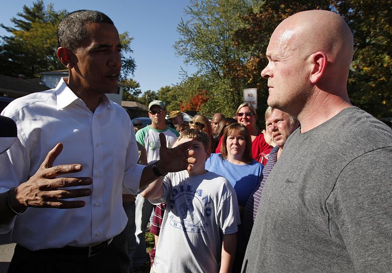 El Senador Barack Obama hablando con Joe el 'fontanero'