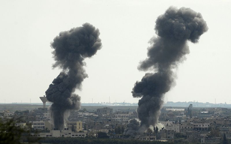 Smoke rises after an Israeli bomb exploded in Beit Lahiya