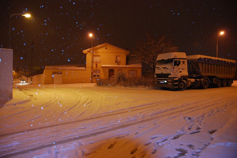 Fotografía de la nevada que también ha caído esta noche en Motilla de Palancar (Cuenca).