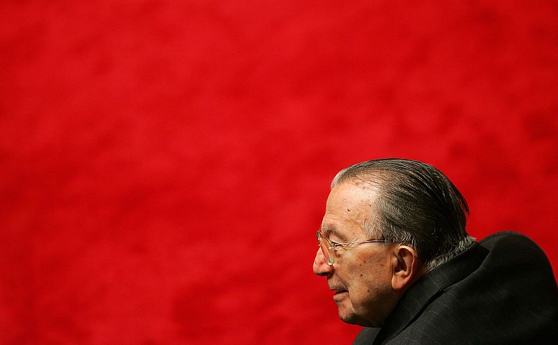 Italian senator for life Andreotti watches before third round of votes to elect new Senate speaker in Rome