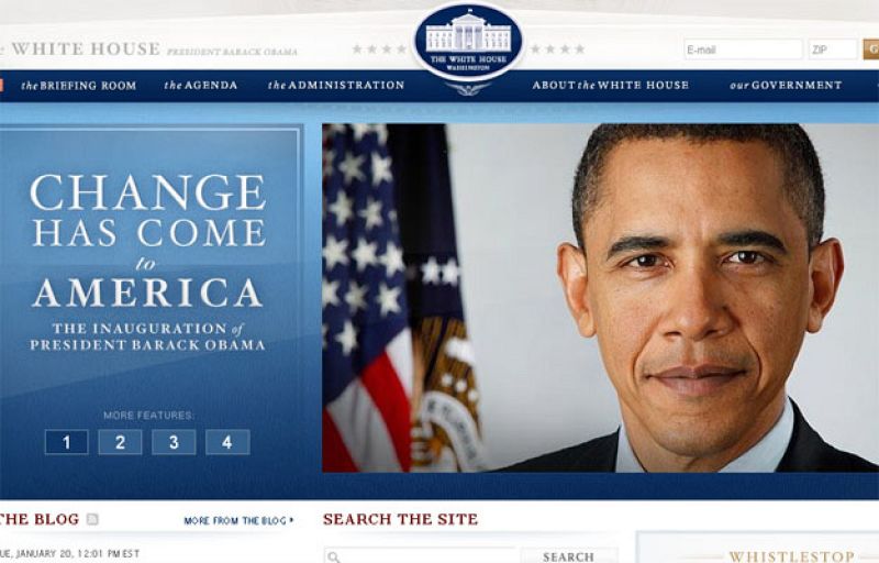 La web de la Casa Blanca ya luce la imagen del nuevo presidente de Estados Unidos, Barack Obama.