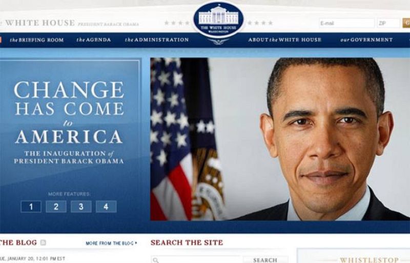 La web de la Casa Blanca ya luce la imagen del nuevo presidente de Estados Unidos, Barack Obama.