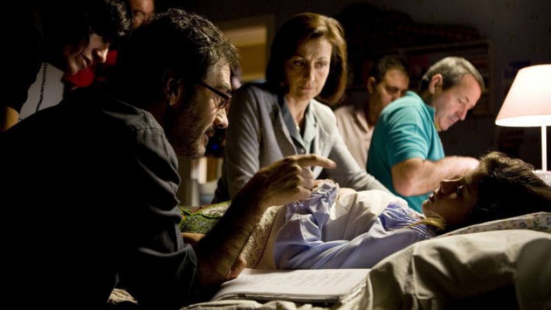 Carme Elías, junto a Javier Fesser y Nerea Camacho, en un momento del rodaje.