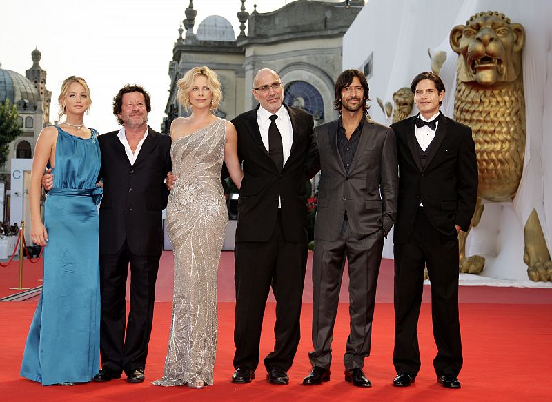 The Burning Plain movie cast pose on the red carpet at the Venice Film Festival