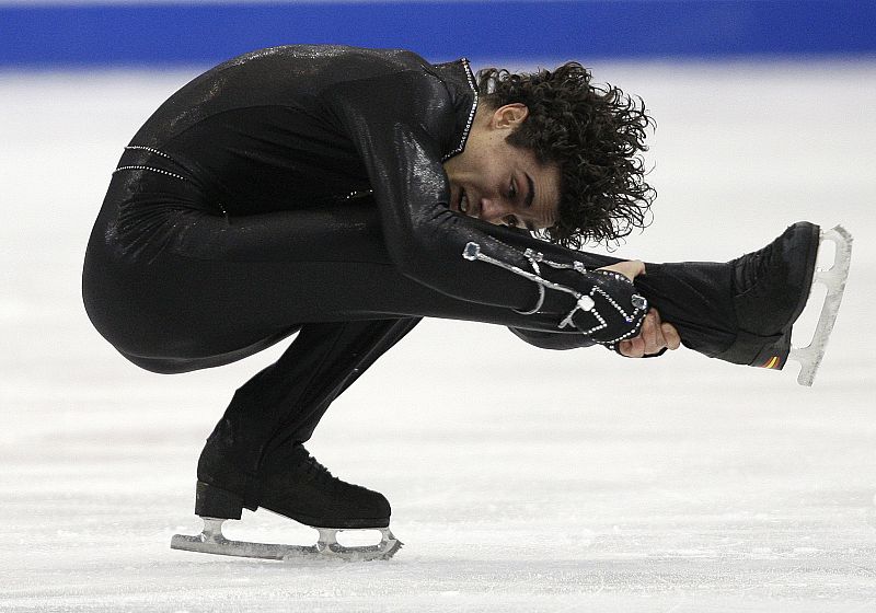 Fernandez of Spain performs during the men's free skating program at the European Figure Skating Championships in Helsinki