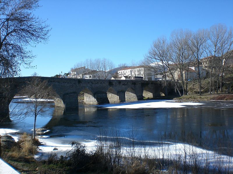 El río Tormes helado a su paso por el Barco de Ávila, Ávila. 29/01/2009