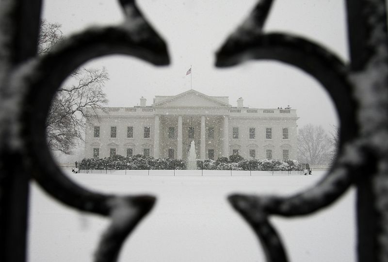 La Casa Blanca cubierta de nieve tras el temporal