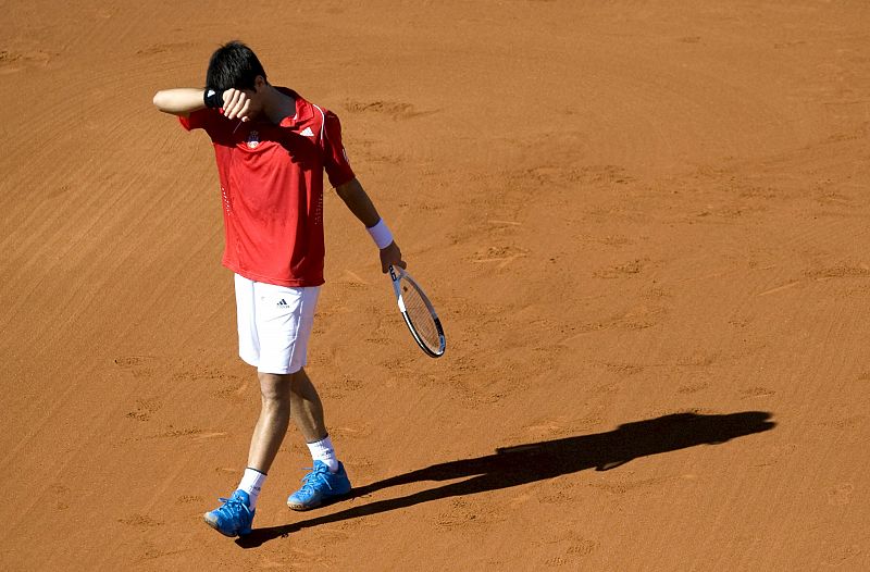 Djokovic realiza un gesto durante el partido disputado en Benidorm.