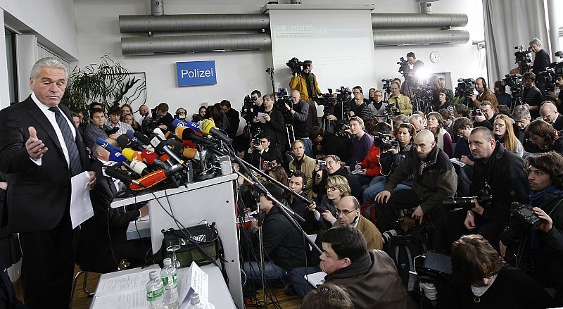 Rech, Interior Minister of Baden-Wuerttemberg addresses a news conference about the shooting incident in Waiblingen