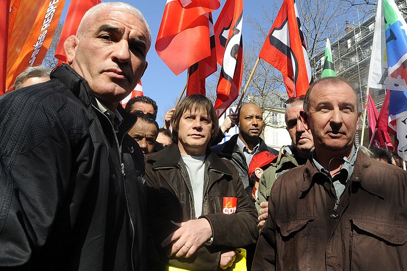 El líder de la CGT Bernard Thibault en una manifestación en Paris