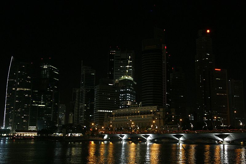 The Singapore financial district is pictured at the start of Earth Hour