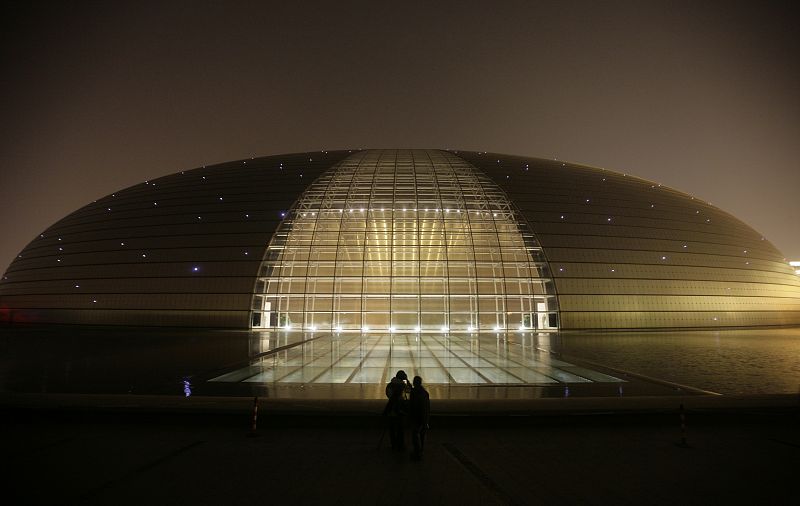 Beijing's National Grand Theater is pictured before Earth Hour