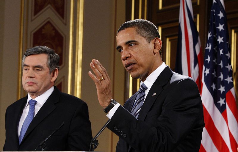 Obama y Brown, durante la rueda de prensa