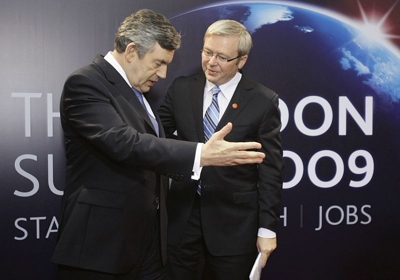 Kevin Rudd, primer ministro australiano, a su llegada a la cumbre del G-20
