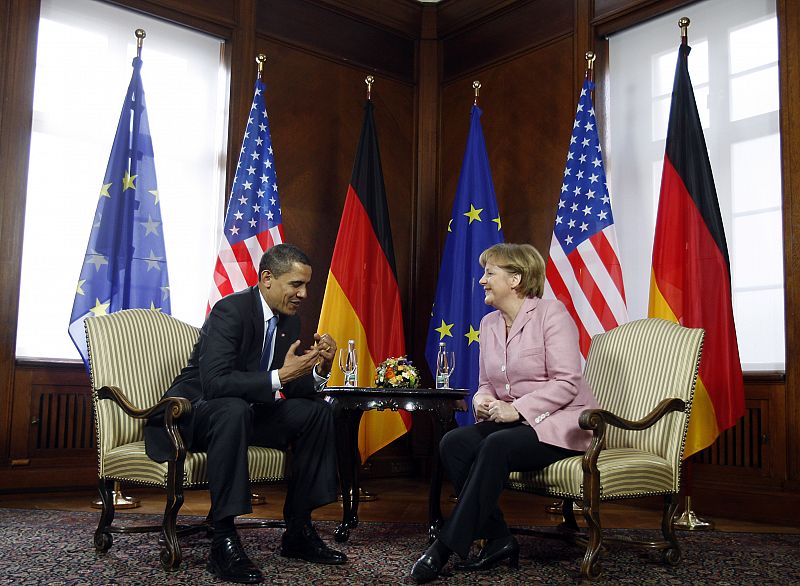 Obama y Merkel, durante su reunión en Baden-Baden.