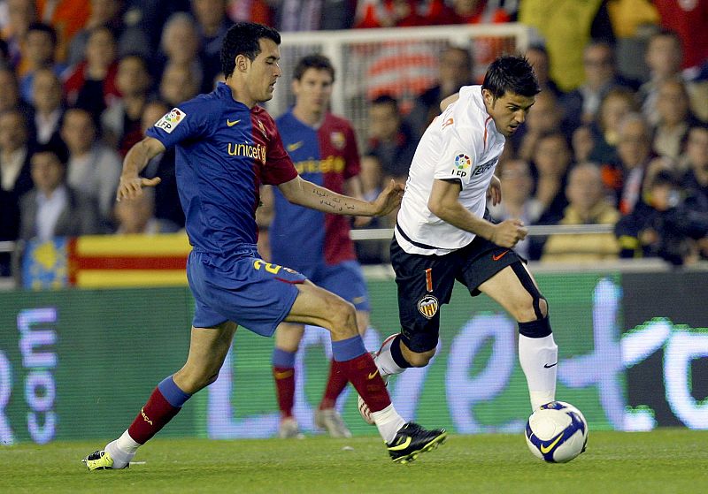El Valencia-Barcelona era el duelo entre los máximos goleadores de la Liga, Eto'o y Villa.