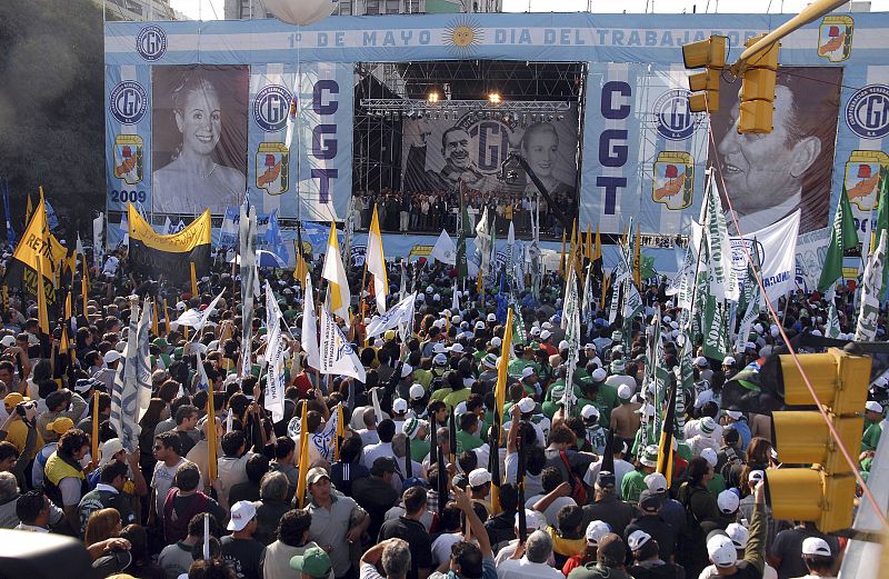 Unions gather in a massive rally to mark the Labor Day in downtown Buenos Aires