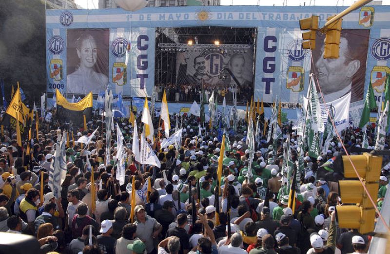 Unions gather in a massive rally to mark the Labor Day in downtown Buenos Aires