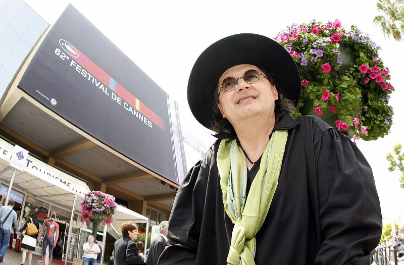 French Chef Marc Veyrat sits in front of the Festival palace as he arrives at the 62nd Cannes Film Festival