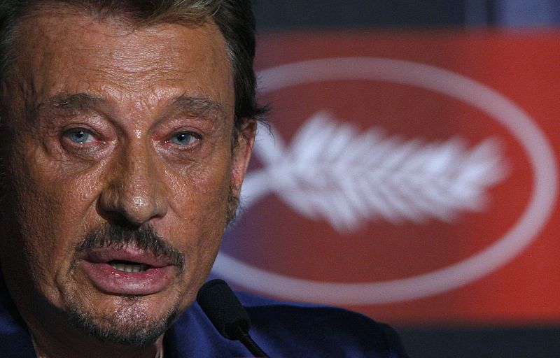 Cast member Johnny Hallyday attends a news conference for the film "Vengeance" at the 62nd Cannes Film Festival