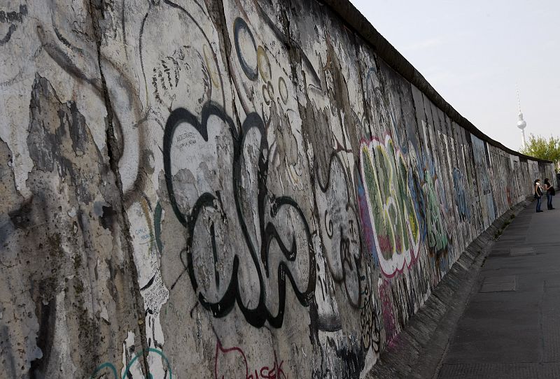 Graffiti is pictured on part of the former Berlin wall