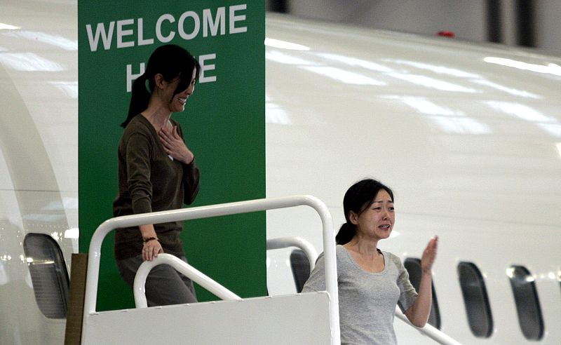 Llegada de las periodistas de Corea