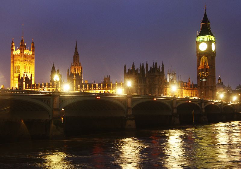 Birthday messages are projected onto the Big Ben clocktower above the Houses of Parliament in London