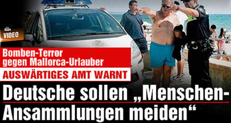 El diario "Bild" abre su edición de este lunes con el atentado de ETA en Palma.