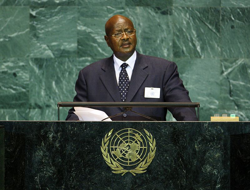 Uganda's President Museveni addresses the 64th United Nations General Assembly at the U.N. headquarters in New York