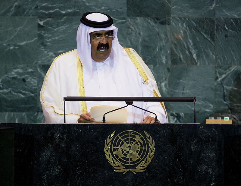 The Emir of Qatar Sheikh Hamad addresses the 64th United Nations General Assembly in New York