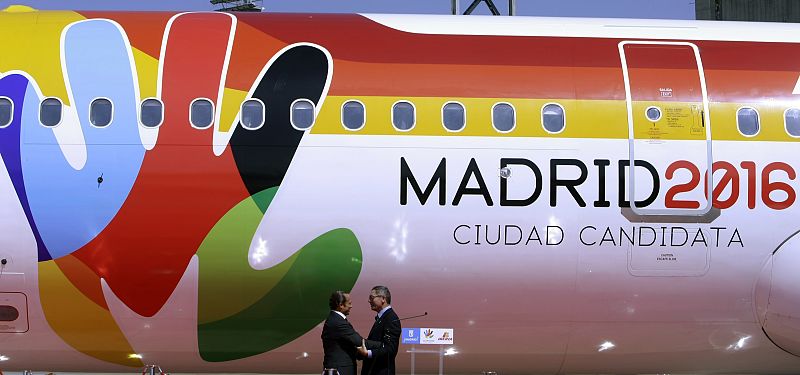 Incluso la aerolínea Iberia se quiso sumar al apoyo de la candidatura madrileña.