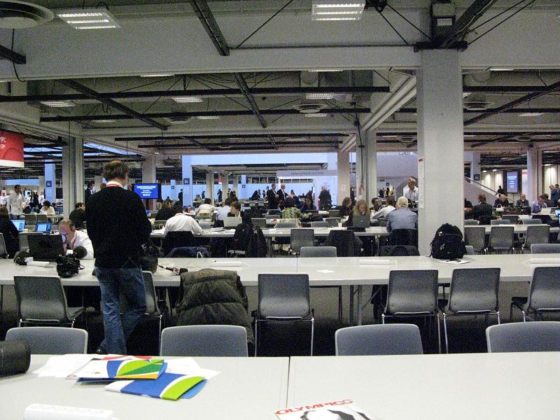 Imagen del centro de prensa instalado en el Bella Center de Copenhague.