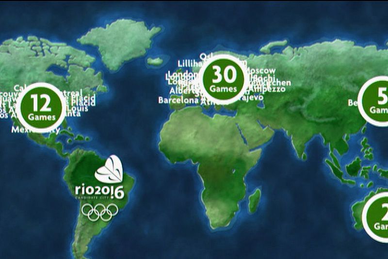 La delegación de Rio 2016 ha reclamado ser sede olímpica ya que ningún país sudamericano ha celebrado nunca unos Juegos, tal y como se oberva en el mapa.