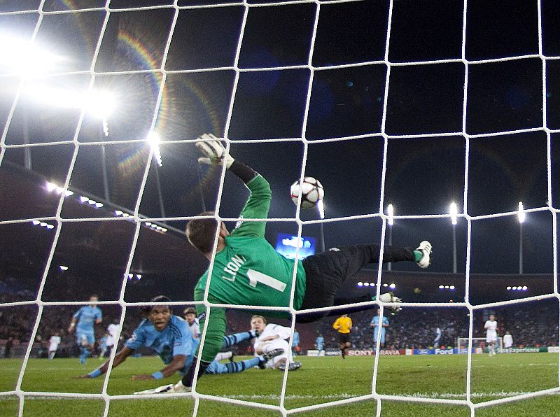 Leoin of FC Zurich makes a save during their Champions League soccer match against Olympique de Marseille in Zurich