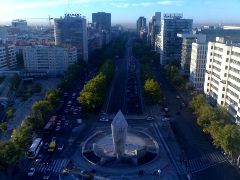 Vista del Paseo de la Castellana en Madrid desde el obelisco