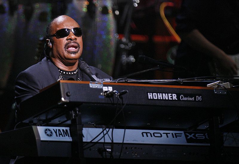 Musician Stevie Wonder performs during the first of two 25th Anniversary Rock & Roll Hall of Fame concerts in New York