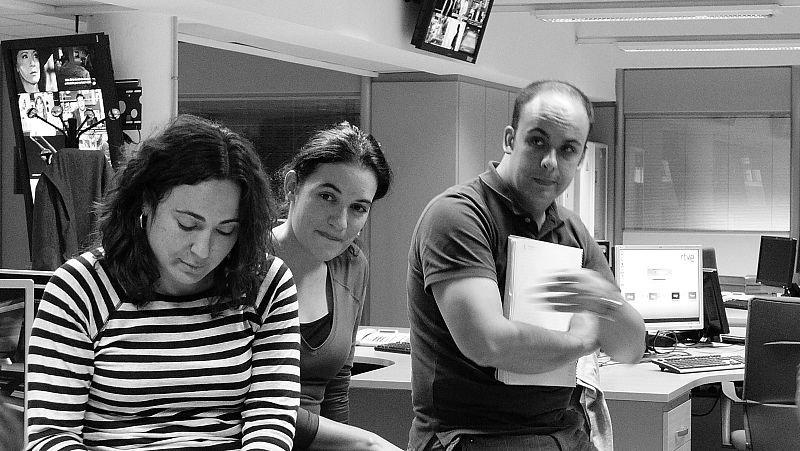 Ana Sánchez, Maica Fernández, de realización; y Javier, uno de los últimos en incorporarse.