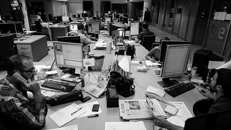 Vista general de la actual redacción de La 2 Noticias, en Torrespaña.
