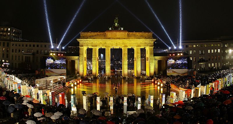 A general view shows the Brandenburg Gate in Berlin before celebrations to mark the 20th anniversary of the fall of the Berlin Wall