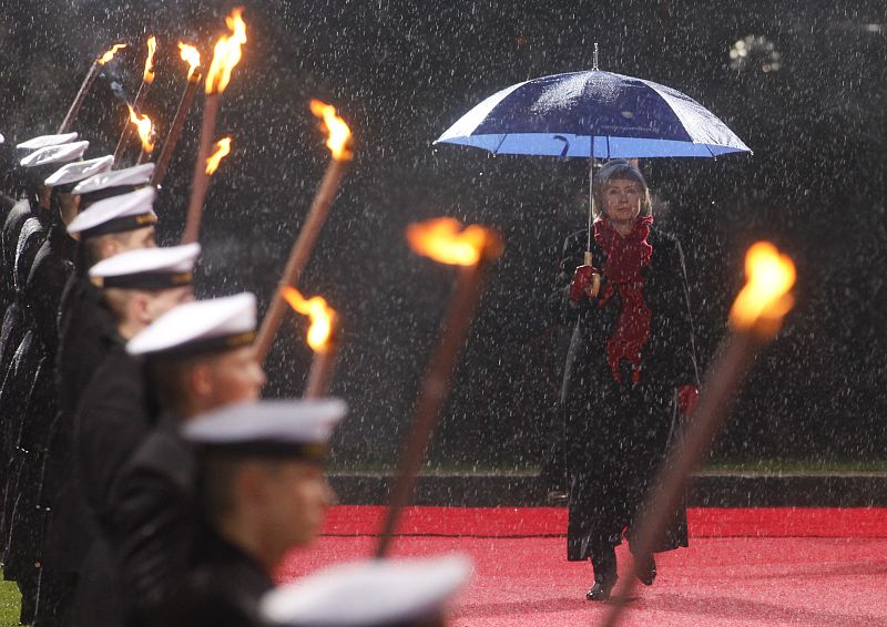 U.S. Secretary of State Clinton arrives at the presidential Bellevue Palace in Berlin
