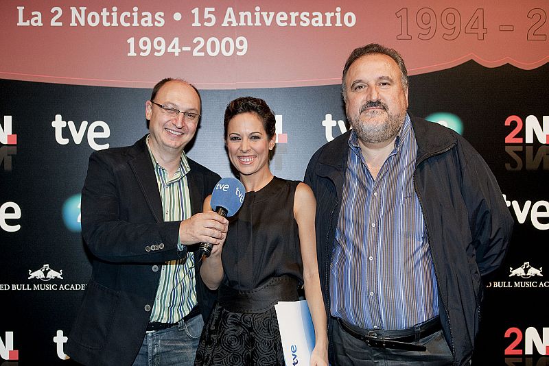 Fran Llorente, director de Informativos de TVE; Mara Torres, presentadora de La 2 Noticias; y Matías Montero, subdirector de Informativos de TVE y miembro de los primeros equipos de La 2 Noticias.