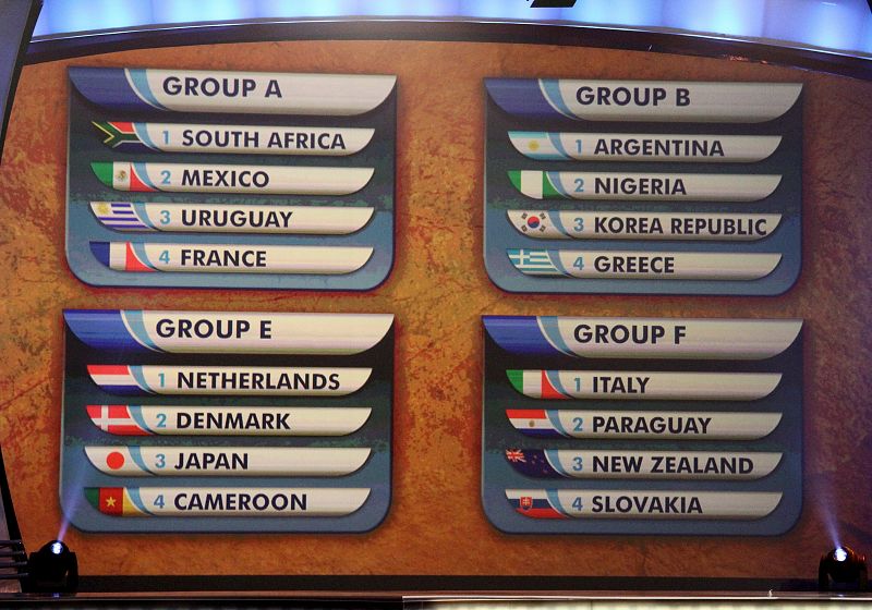 En la pantalla se observan los grupos A, B, E y F del Mundial.
